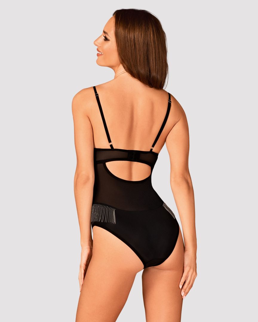 The Milladis black mesh teddy seen from another angle