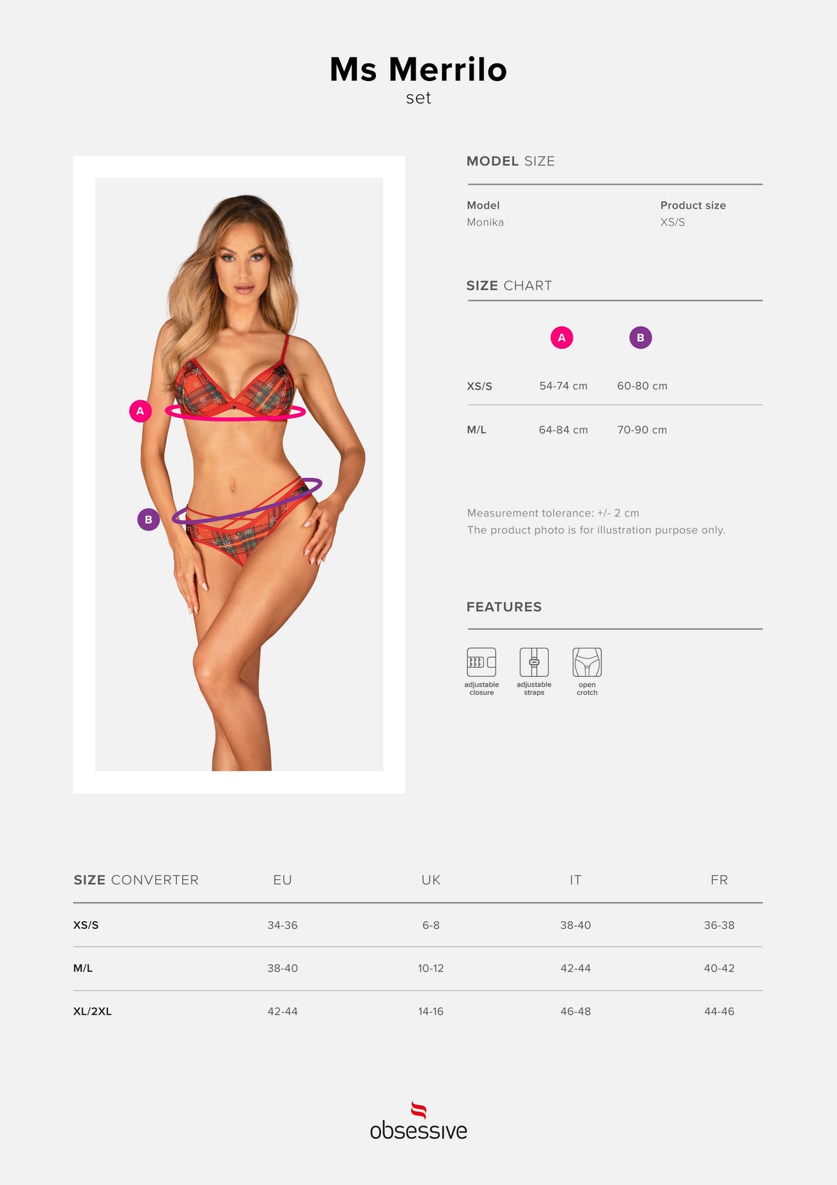 The Ms Merrilo red bra and panties set, shown in an alternate image