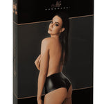 One more view of the Mysteria black wetlook shorts