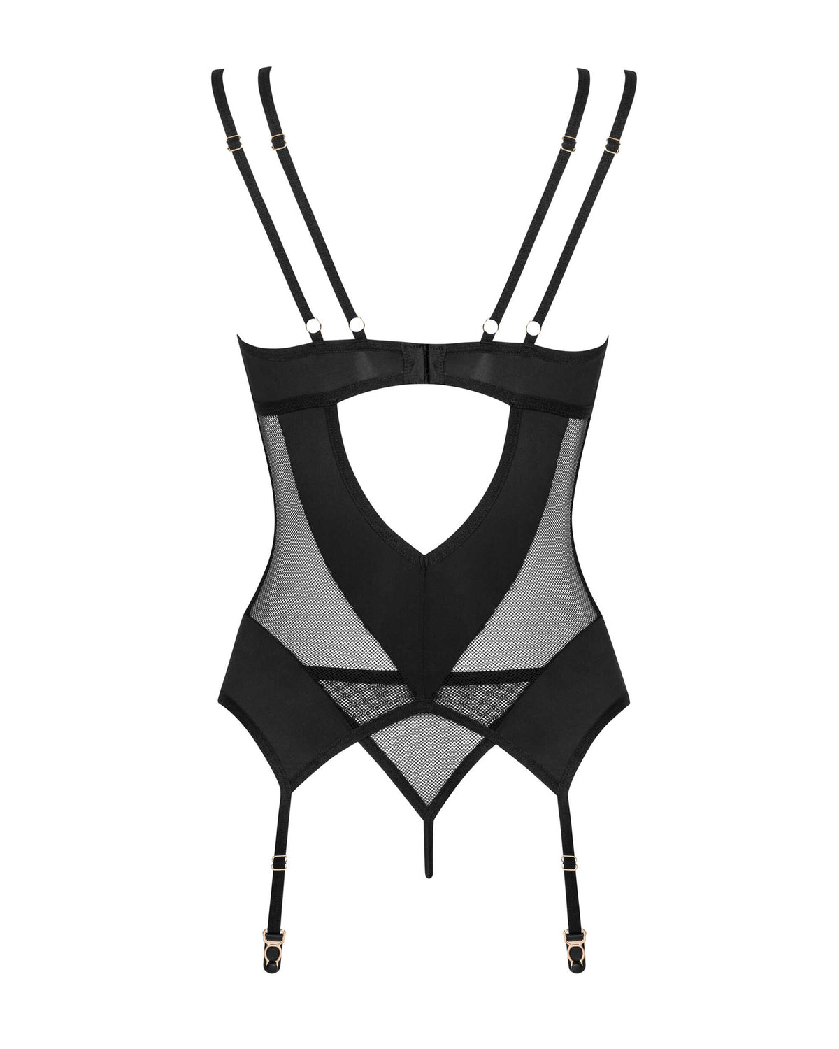 The Nesari black corset and thong, seen from a different angle