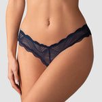 The Nightly Blue navy blue crotchless thong seen from another angle