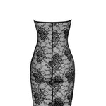 The Nocturne black lace midi dress, seen from a different angle
