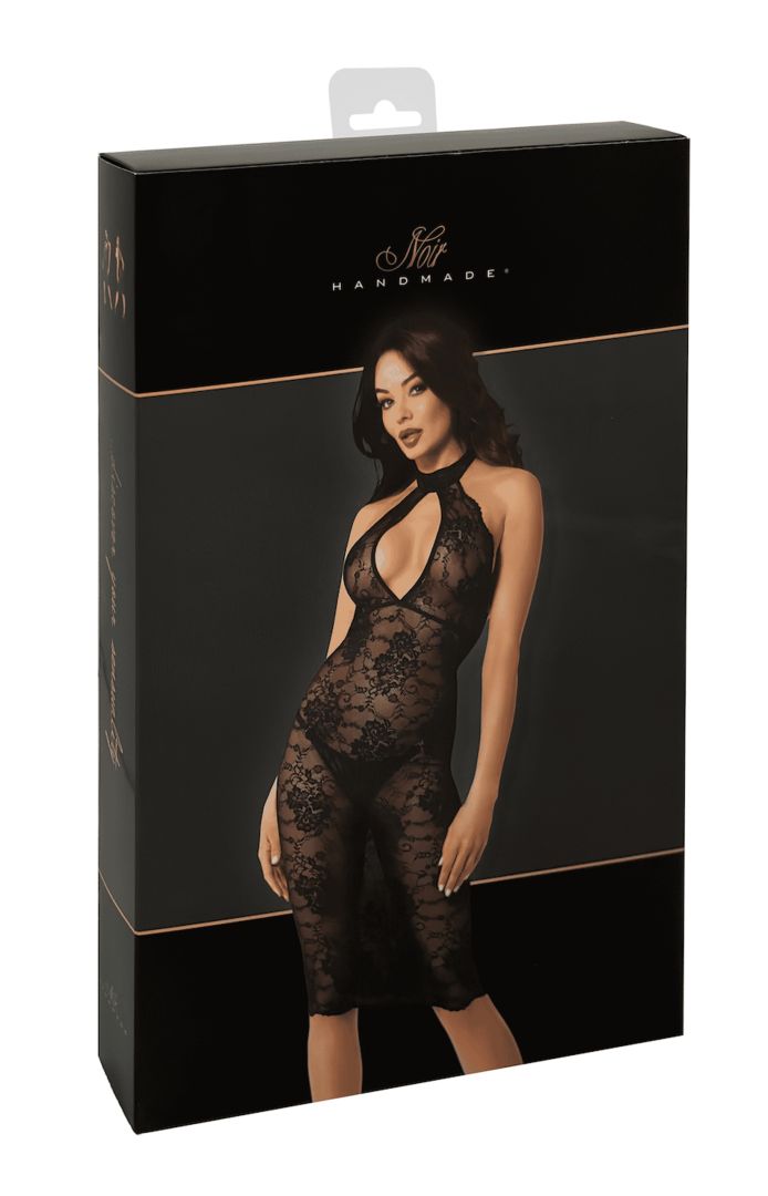 One more view of the Nocturne black lace midi dress