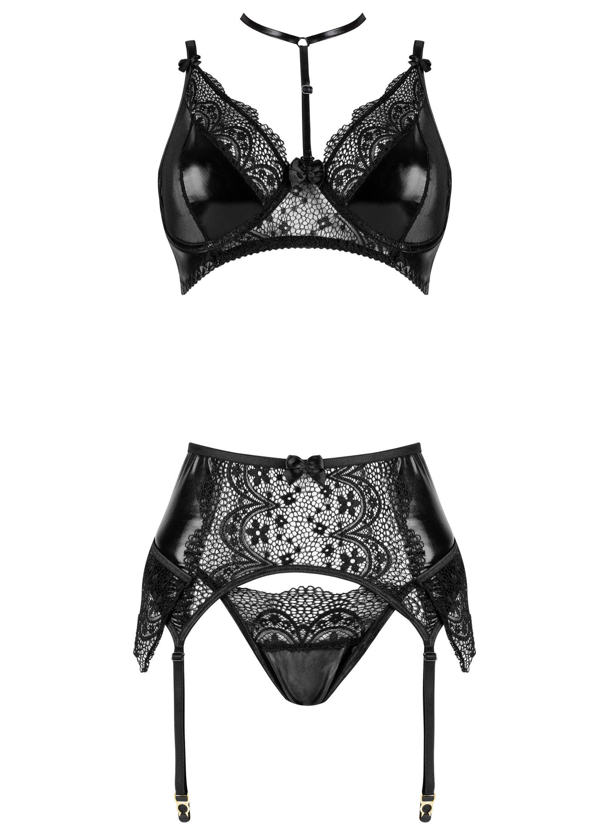 A further look at the Noir Fantasy black wet-look and lace set