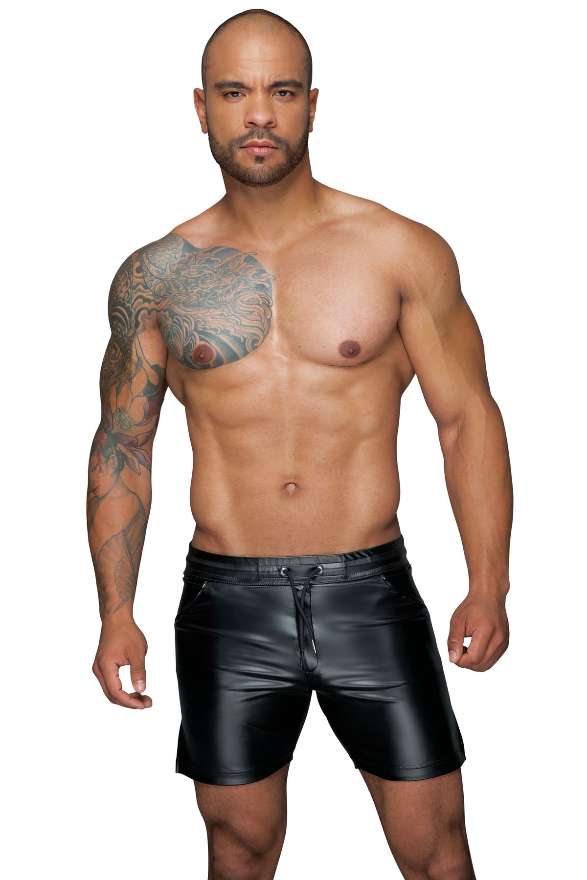 Black men's powerwetlook shorts by Noir Handmade