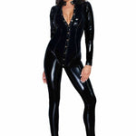Black long button-up PVC overall by Noir Handmade