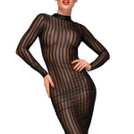 Black transparent elastic tulle midi dress by Noir Handmade