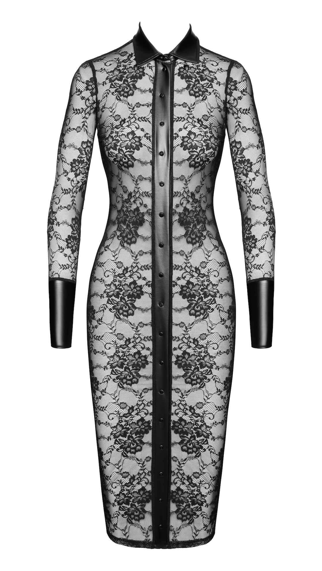 A further look at the Noirelle black lace button-up midi dress