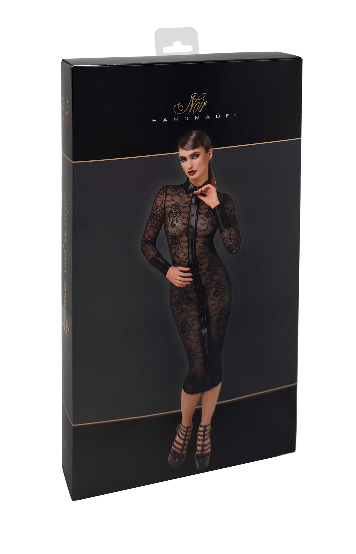 One more view of the Noirelle black lace button-up midi dress