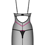 An additional view of the Novenes black transparent chemise and thong