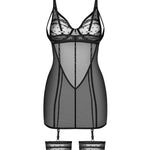 A further look at the Nuites black fitted chemise and thong