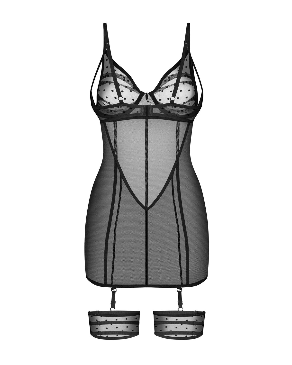 A further look at the Nuites black fitted chemise and thong