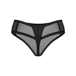 Nuites black mesh double thong with dual elastic back straps