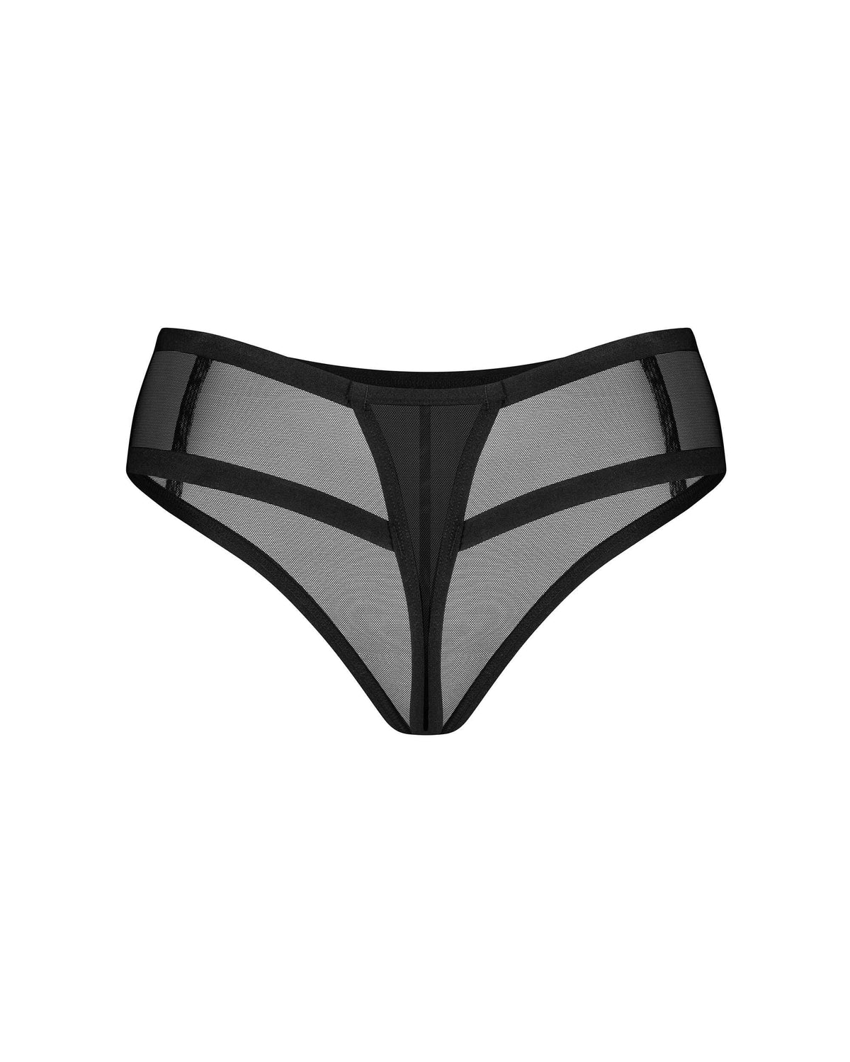 Nuites black mesh double thong with dual elastic back straps