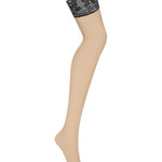 The Nutris beige and black lace stockings seen from another angle