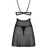 An additional view of the Nutris black floral lace babydoll