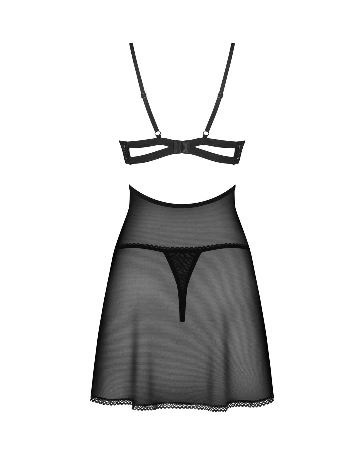 An additional view of the Nutris black floral lace babydoll