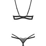 An additional view of the Nutris black lace crotchless set