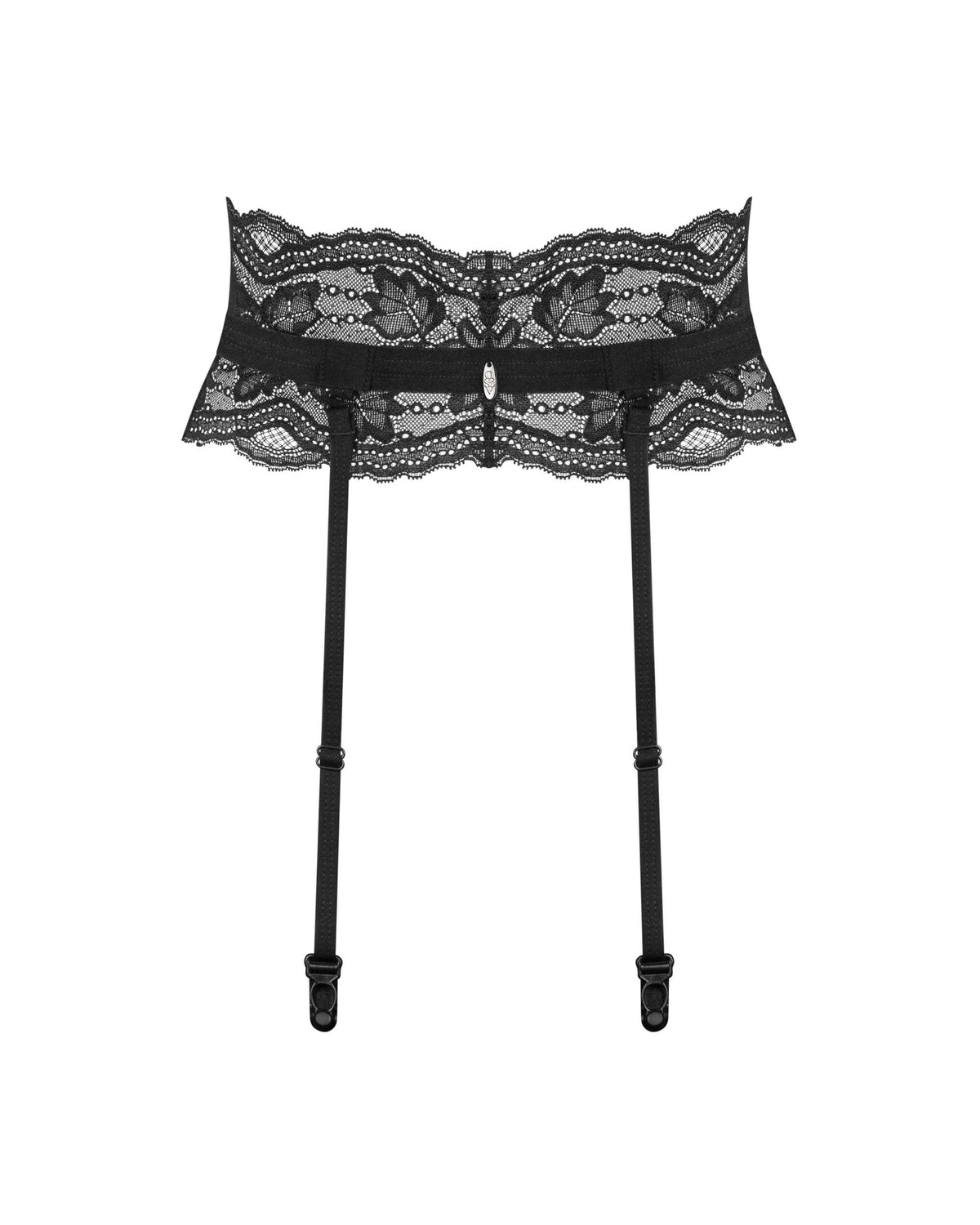 The Nutris black lace garter belt, seen from a different angle