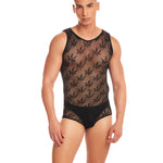 Rainbow Party Night Blaze black singlet and thong men's two-piece set by nympho life