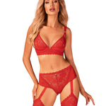 Belovya red underwired bra with silver circle straps by Obsessive