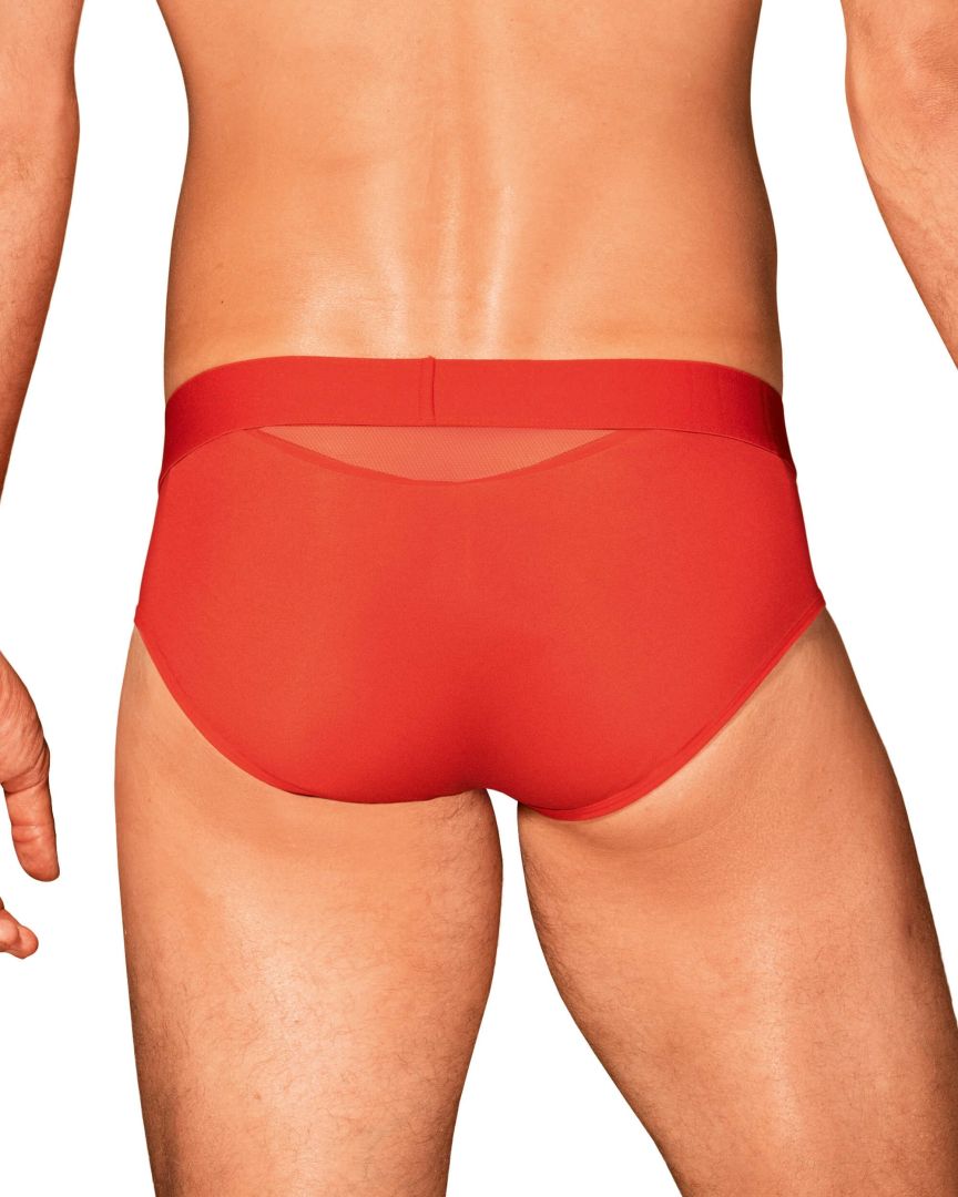 Boldero red men's briefs with mesh panels by Obsessive