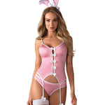 Pink four-piece bunny suit costume by Obsessive