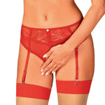 Dagmarie red lace crotchless garter panties by Obsessive