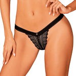 Estiqua black panties with lace detail and silver pendant by Obsessive