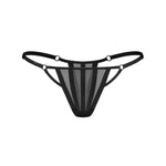 Aurorium black sheer mesh thong with geometric stitching by Obsessive Exquisite
