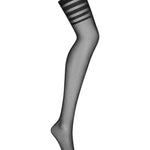 Lune Bellis black stockings with geometric stripe motif by Obsessive Exquisite
