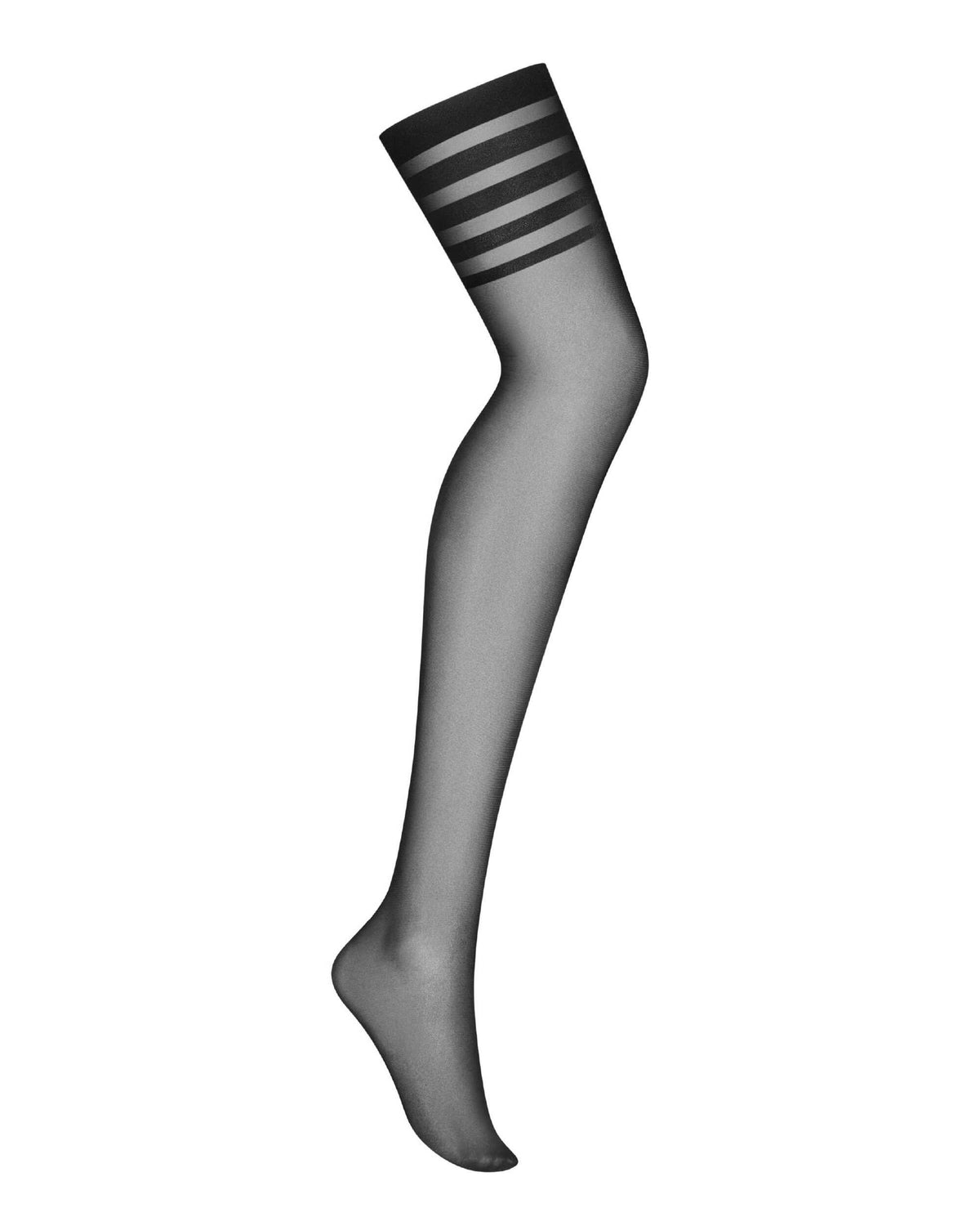 Lune Bellis black stockings with geometric stripe motif by Obsessive Exquisite