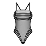 Lune Bellis black transparent striped teddy with crossed back straps by Obsessive Exquisite