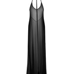 Nuites black sheer long halter dress with open back by Obsessive Exquisite