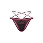 Parisel burgundy and black transparent mesh mini panties with crossing straps by Obsessive Exquisite