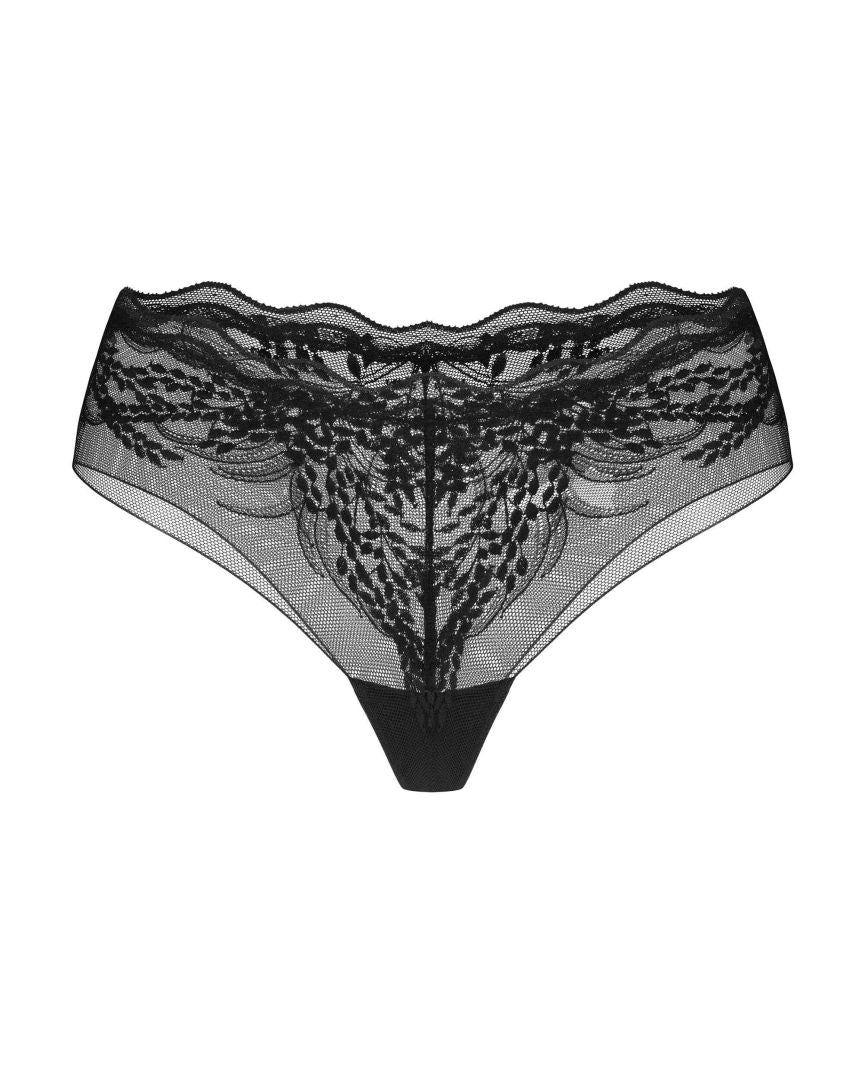 Perisia black classic-cut panties with plant pattern by Obsessive Exquisite