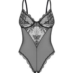 Perisia black crotchless lace and mesh teddy by Obsessive Exquisite