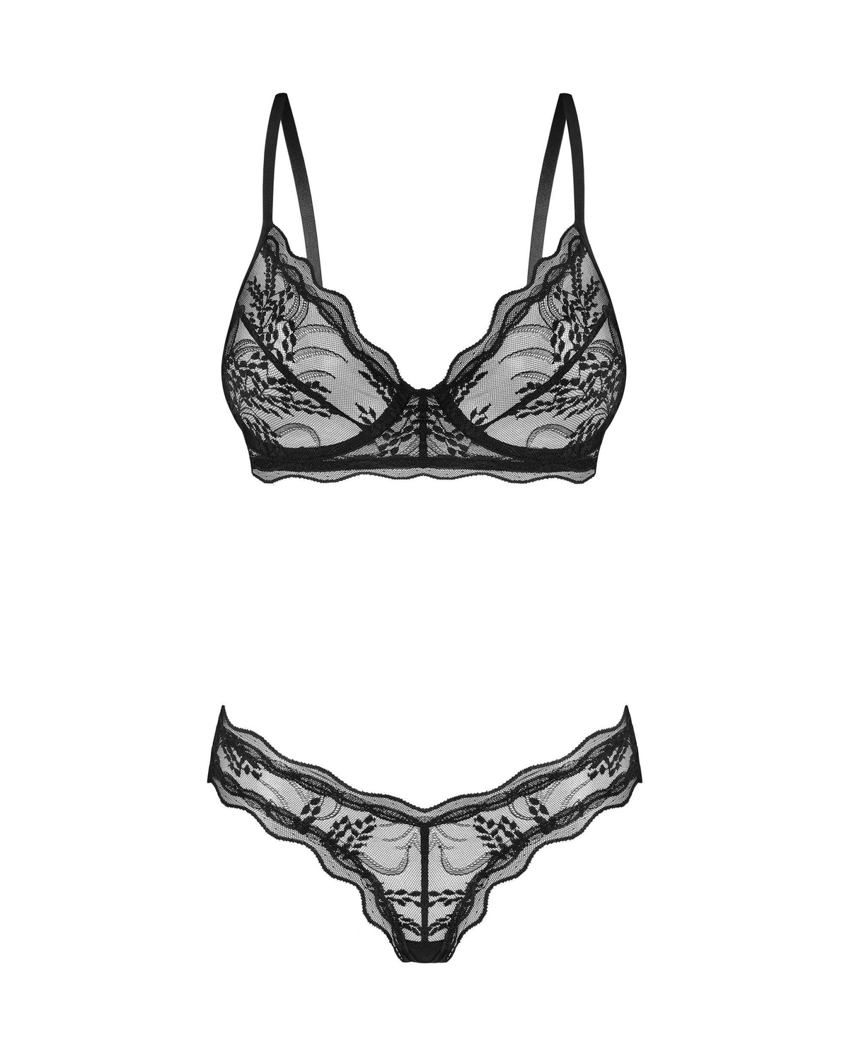 Perisia black mesh and lace bra and panty set by Obsessive Exquisite
