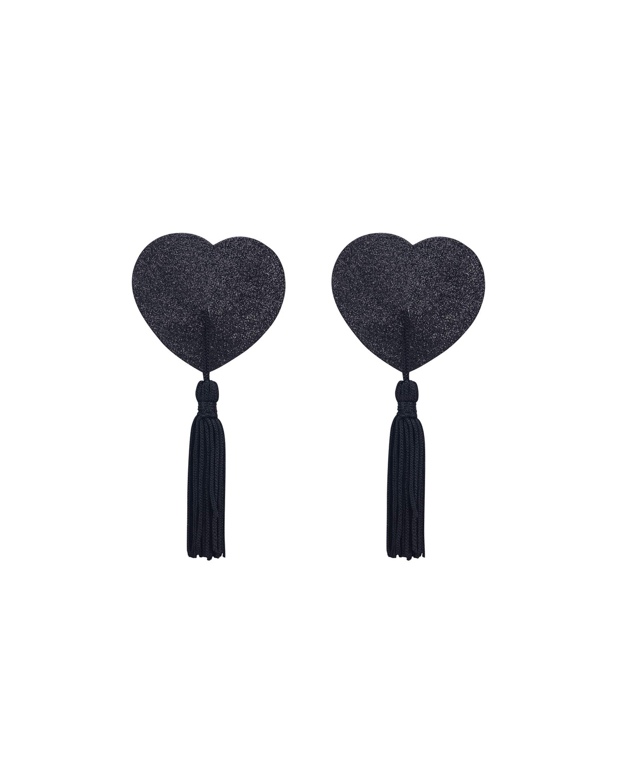 Secret Spark black self-adhesive nipple covers with tassels by Obsessive Exquisite