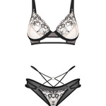 Vila Blanes black embroidered tulle bra and panty set by Obsessive Exquisite