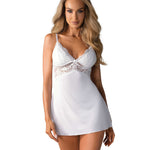 White floral panel flared babydoll with thong by Obsessive