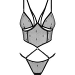 Anniverse Special black see-through underwired top and thong set by Obsessive Freedom