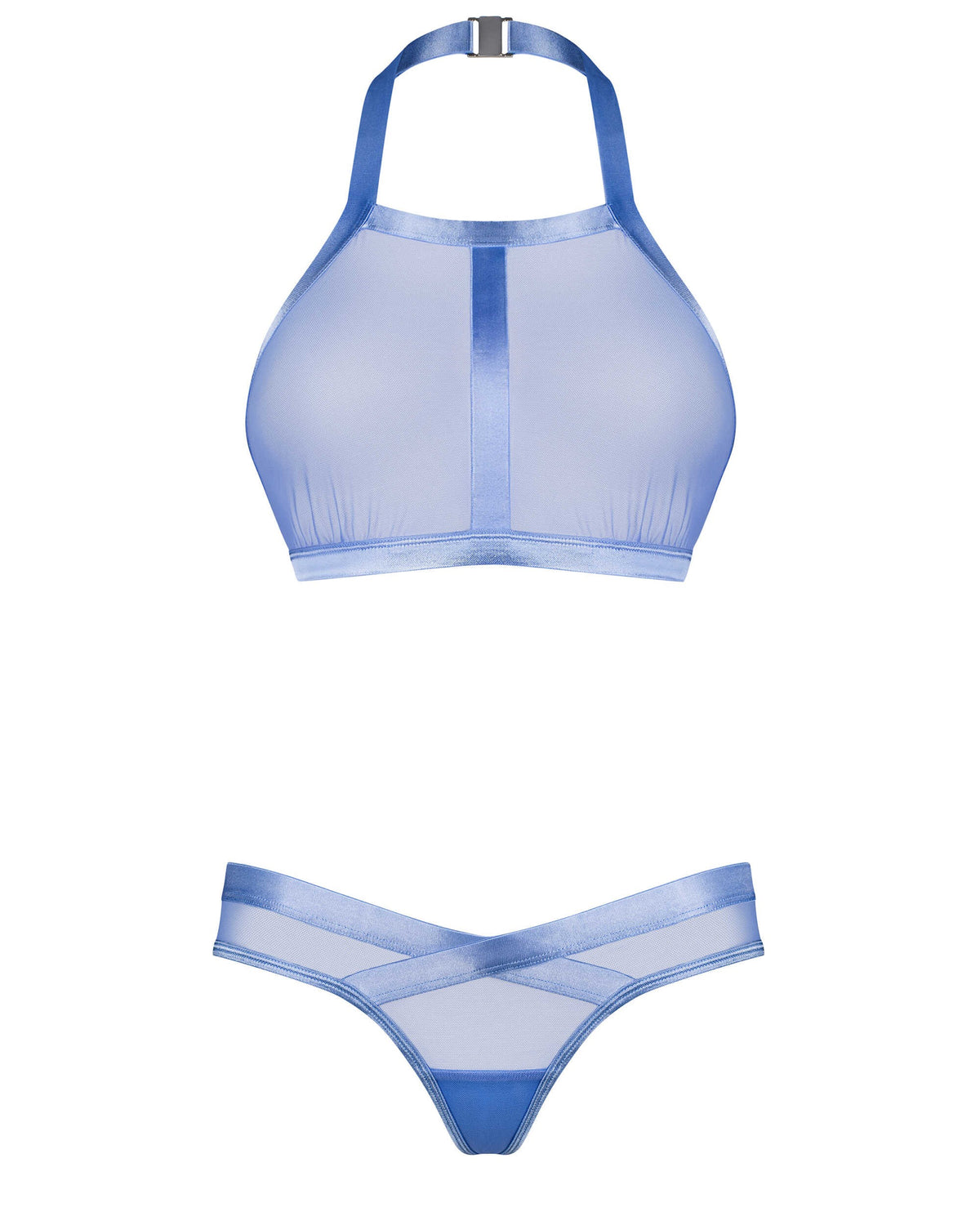 Shaderi blue mesh top and asymmetrical thong set by Obsessive Freedom
