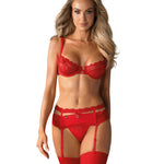 Heartina red floral lace lingerie set by Obsessive