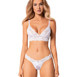 Heavenlly white flowery lace bra and thong set by Obsessive