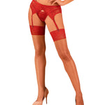 Lacelove red floral lace stockings by Obsessive