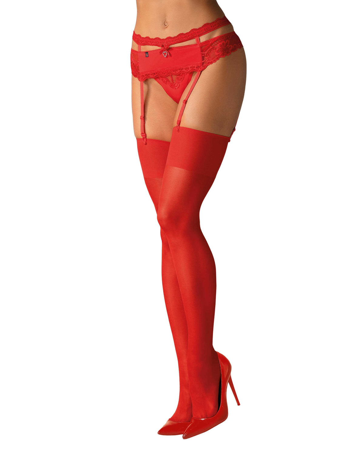 Red lingerie stockings by Obsessive