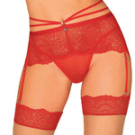 Loventy red floral lace garter belt by Obsessive