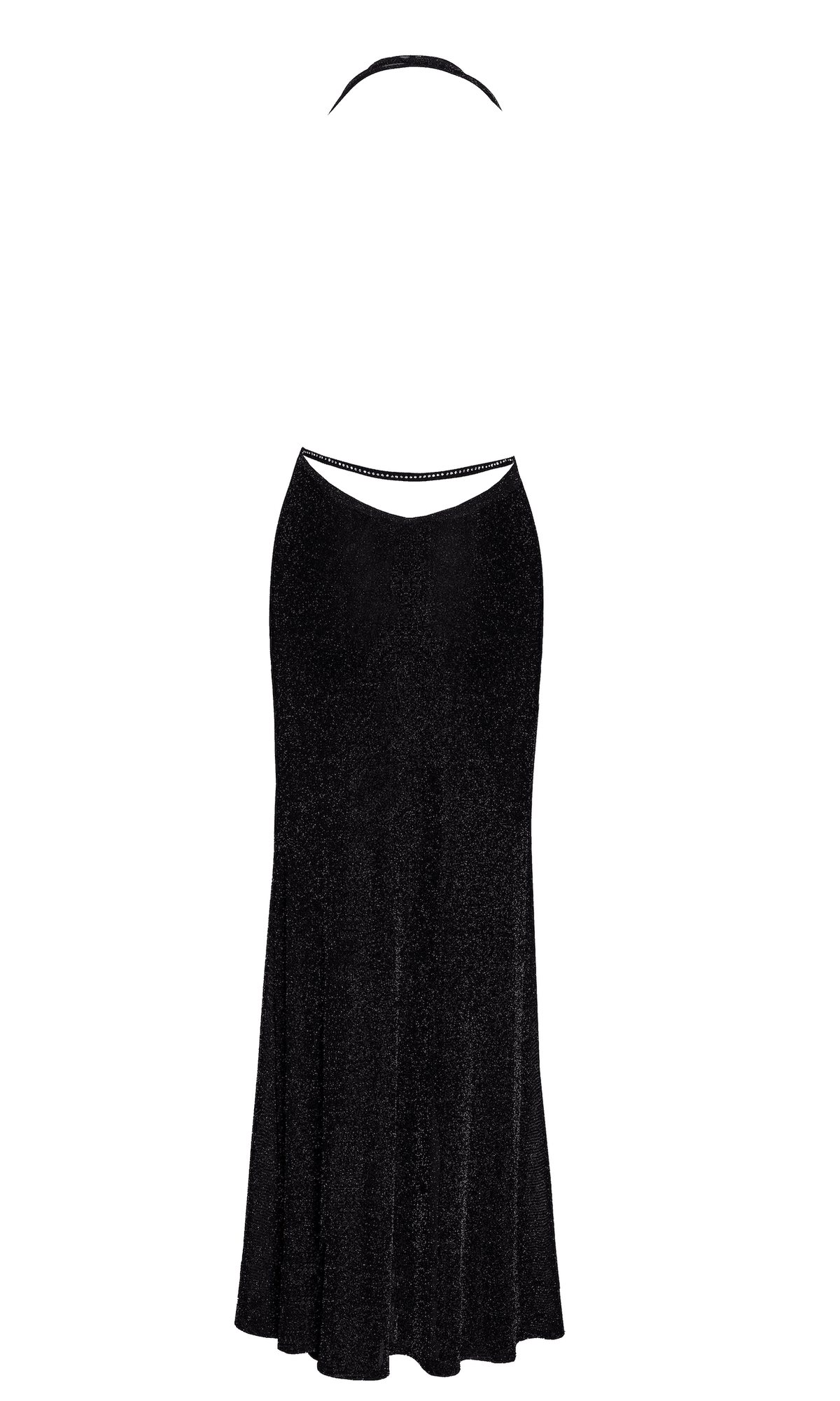 A further look at the Onyx Liquid black silver-thread tulle long dress