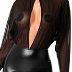 The Opium black mesh and wetlook two-piece seen from another angle